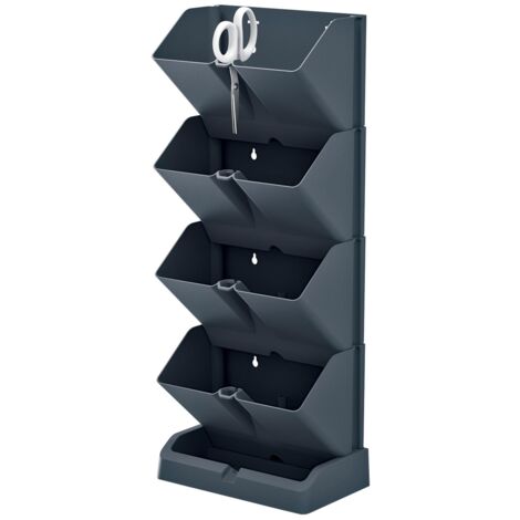 Jardinière verticale Prosperplast Mini Cascade en plastique de couleur anthracite 19,5 (L) x 11,4 (l) x 47,5 (H) cm avec ciseaux de jardinage (1/8)