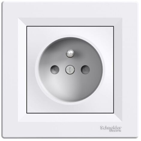 Schneider Electric – Prise de courant encastrée 2P+PE – 16 A 250 V – Indice de protection IP20 – Thermoplastique durable avec obturateurs