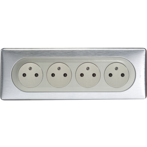 Legrand – Prise de courant quadruple Céliane 16A – Aluminium – Montage horizontal/vertical – Compatible anciennes boîtes – Finition personnalisable