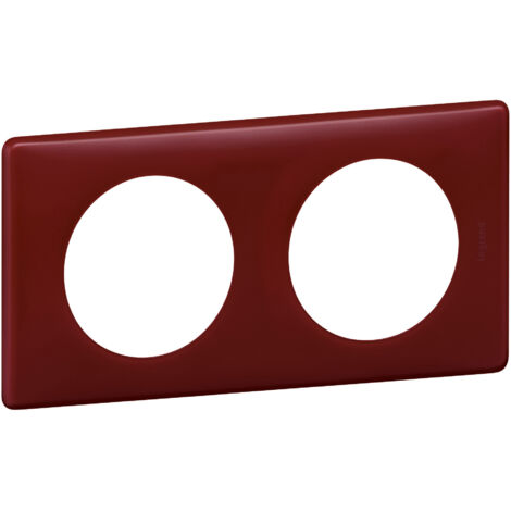 Legrand – Plaque Céliane 2 postes – Finition poudré bordeaux – Montage horizontal ou vertical – Compatible anciennes boîtes d'encastrement