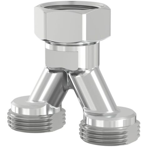 Flamco Anschlussverteiler Y-Form Messing vernickelt G 3/4" Außengew. Eurokonus x G 3/4" Innengew. Eurokonus, Achsabstand 38,5mm