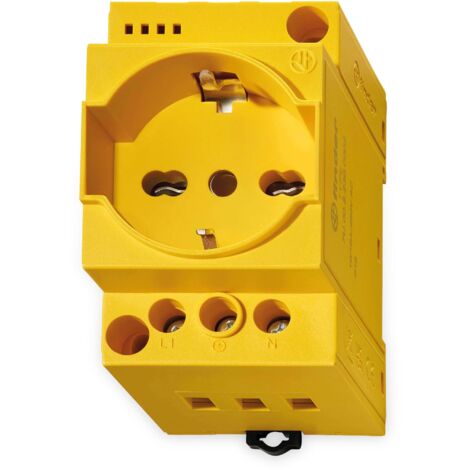 FINDER Schutzkontakt-Steckdose für DIN-Schiene, 7U.00.8.230.0012, gelb, LED