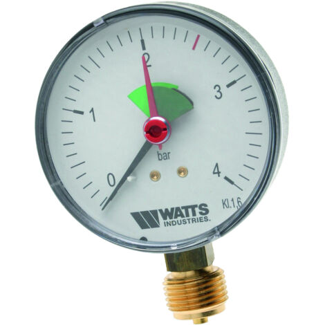 WATTS Heizungsmanometer MHR 63/4 unten 3/8", 0-2,5/4 bar, für geschl. Anlagen