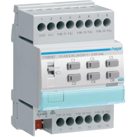 Hager Heizungsaktor 6-fach 24/230V KNX REG TYM646T (1/5)