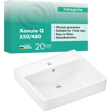 hansgrohe Xanuia Q Waschtisch 550x480mm mit Hahnloch und Überlauf, Weiß