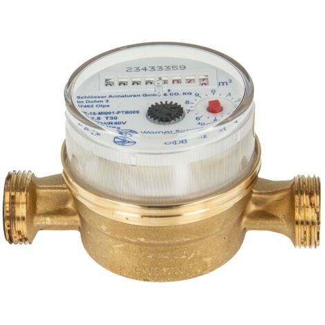 JS Einstrahlzähler Wohnungs-Wasserzähler Aufputz für Kaltwasser Q3 2,5 m³ - Baulänge 110 mm