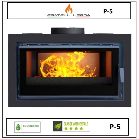 Fratelli Lerda – Insert cheminée cassette KDZ 6 – Puissance 6 kW – Efficacité 78,5% – Acier – Compatible foyers ouverts – Système de ventilation intégré