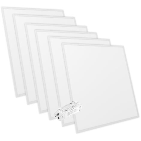 Lot de 6 Panneaux LED 60x60 30W DALI 120lm/W IP44 28mm avec Transfo V3 - 120 deg - Blanc neutre - 4000K