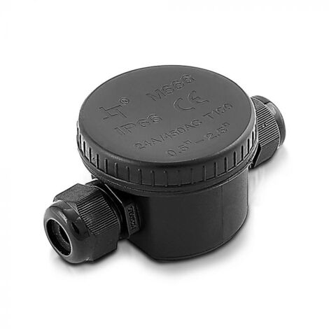 V-Tac – Boîte de dérivation étanche IP66 – 2 entrées pour câbles Φ 5-9mm – Protection pour environnements extérieurs – Plastique noir 100g
