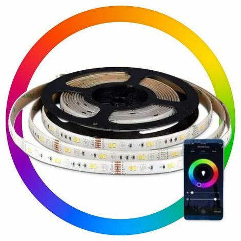 Ruban LED connecté blanc dimmable 5m Smart LED Stripe compatible avec   Alexa Echo Dot & Google Home avec télécommande 230V auto-adhésif