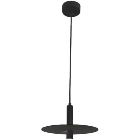 Suspension Luminaire LED D260 7W Noir Sablé ZAMBELIS - Blanc chaud - 3000K (1/2)