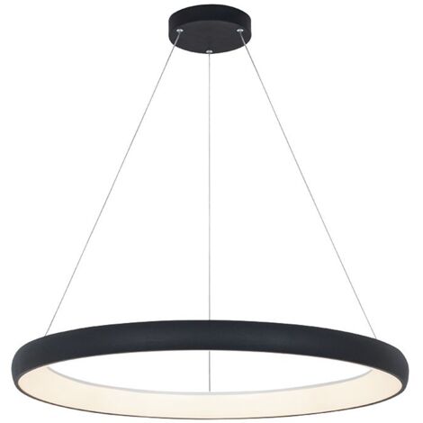 Suspension Luminaire LED D800 60W Noir Sablé ZAMBELIS - Blanc chaud - 3000K (1/2)