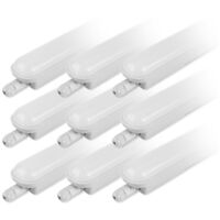 Aluson – Lot de 9 réglettes LED étanches 120 cm 40W IP65 – 4100 lm – Blanc chaud 3000K – Installation rapide sans outils