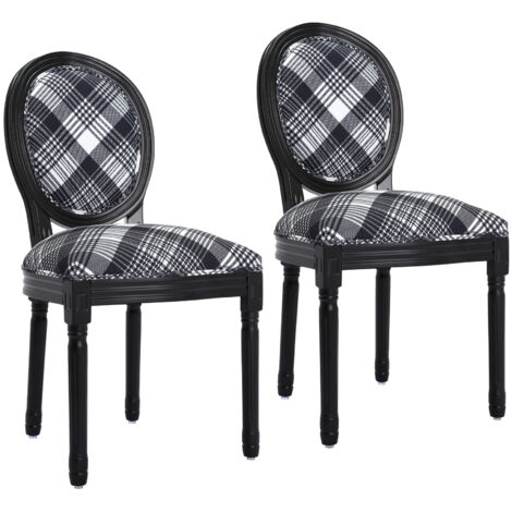 Ensemble de 2 Chaises de Salle à Manger -Motif Losange Noir et Blanc pour un Intérieur Cosy