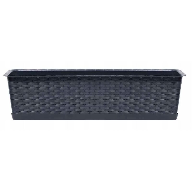 Fioriera Effetto Rattan RATOLLA Con Supporti Per Ringhiera, 40 O 50 Cm, Colori Antracite, Bianco, Mocca, Umbra - 3