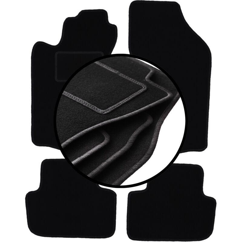 Tappetini adatti per VW Lupo Tipo 60, 6X1 (Costruzione 1998-2005), Deluxe grigio | 4 pz. | Bordo argento | 4x serratura a torsione