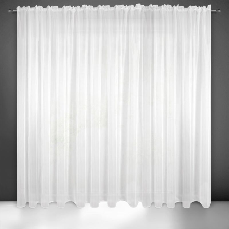 Tenda A Pacchetto In Voile Trasparente Con Passanti - 100 X 155 Cm - Bianco - Per Cucina E Soggiorno