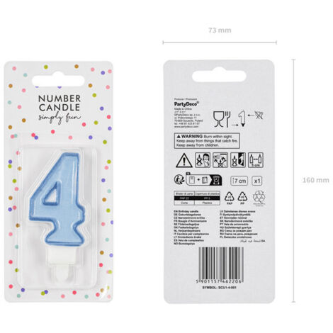Candela Numerica Fiocco Di Neve Per Torta - Tema Invernale Bianca E Blu (Numero 3, 6x3 Cm)