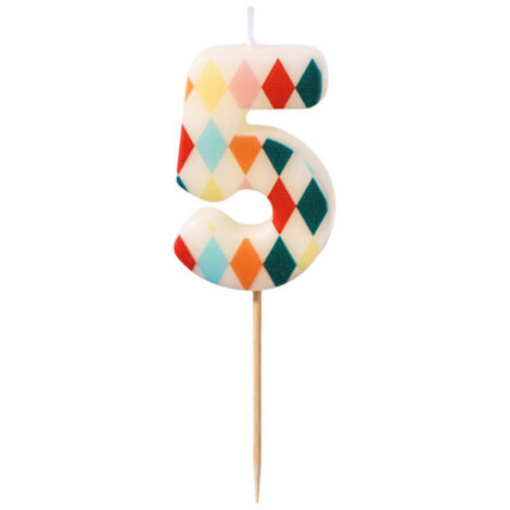 Candela Di Compleanno A Forma Di Numero 6 – Unica, Deluxe – 13,8 Cm – Rosso Con Bordo Bianco - 2
