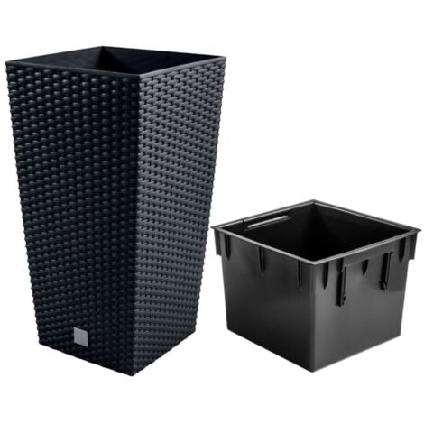Vaso Quadrato Alto Prosperplast Rato 19 Litri - Con Serbatoio D'Acqua, Plastica, Colore Bianco, 45x24x24 Cm