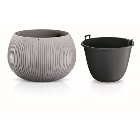 Vaso Rotondo Prosperplast Nitly Con Vasca Splofy Bowl, Plastica Bianca, 23,9 X 23,9 X 16,1 Cm
