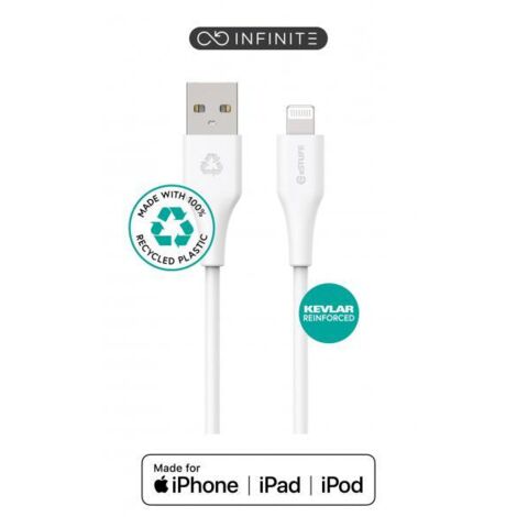 Energizer Cavo USB-A/Lightning 2m: Nylon Intrecciato, MFi, Resistente, Per IPhone E IPad (Bianco/Grigio)