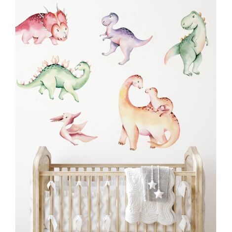 DECOWALL Adesivi Murali Dinosauri - DS-8034, 4 Fogli 28,7x20 Cm, Decorazione Cameretta, Rimovibili E Riposizionabili, Gioco Educativo - 2