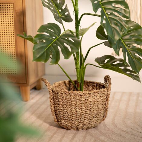 CESTINO PORTAOGGETTI RATTAN Ferro Battuto Vaso Per Piante Intrecciato EUR 18,95 - IT