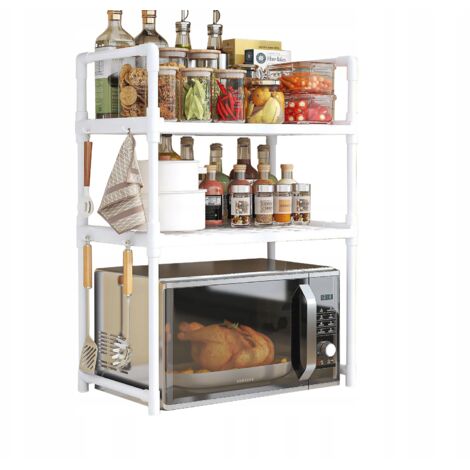 MENSOLA DA CUCINA per microonde MOBILE PORTAOGGETTI BIANCO 3 ripiani RIPIANO 48 cm