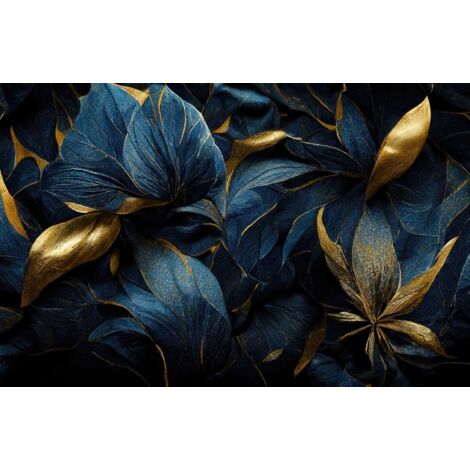 Tappetino magnetico per copritermosifone, Foglie blu navy, 60x100cm