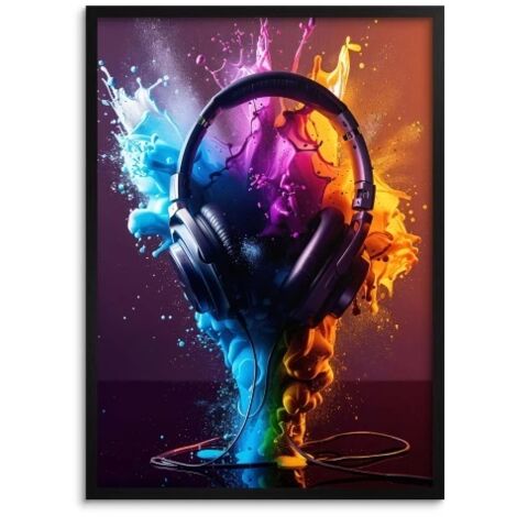 Poster per ragazzi con cornice Cuffie Musica per adolescenti 50x70