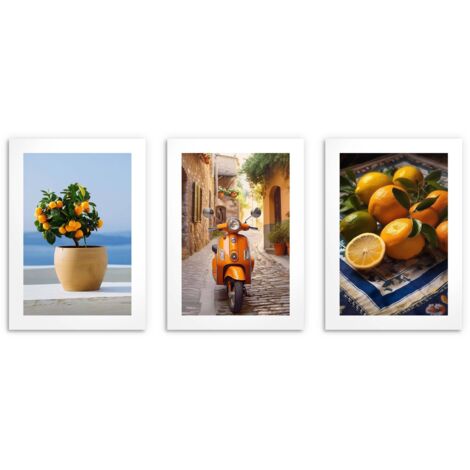 Eleganti poster da parete per cucina Limoni in stile italiano 3x50x70