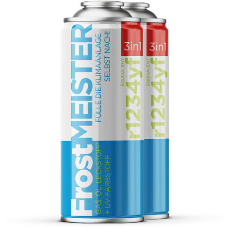 FROSTMEISTER 3in1 400ml - 2x Bombolette Gas R1234yf per il self-service dell'aria condizionata