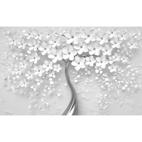 Tappetino magnetico per radiatore 3D Fiori bianchi 60x100cm