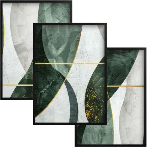 Poster da parete con astrazione verde oro per il soggiorno