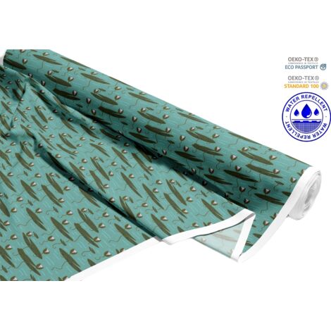 TESSUTI DECORATIVI PER ESTERNI OXFORD - Motivo ninfee su verde I DR222 (1/5)