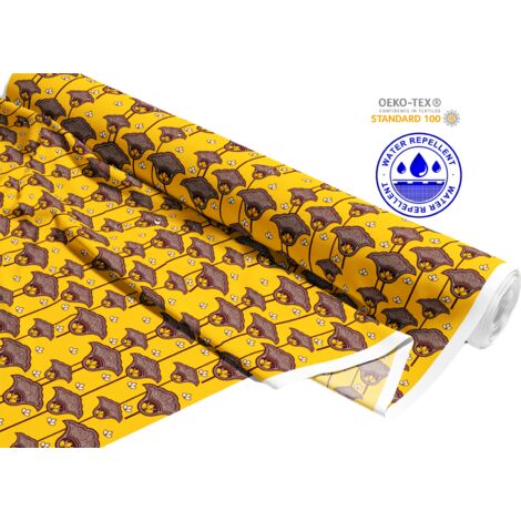 TESSUTI DECORATIVI PER ESTERNI OXFORD - Motivo fiori marroni su giallo I DR231 (1/5)