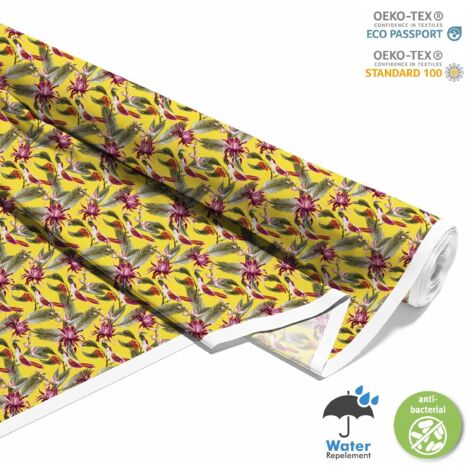Tenda Raffrollo Semitrasparente Con Fiori E Uccelli - Stoffa Voile 100% Poliestere - 140x145 Cm
