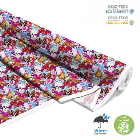 Arazzo Leofanger Blacklight Con Teschio, Farfalle E Fiori – 32,5 X 130 Cm