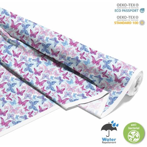 TESSUTI DECORATIVI PER ESTERNI OXFORD - Motivo farfalle rosa-blu I DX393 (1/5)