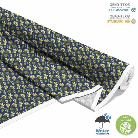 TESSUTI DECORATIVI PER ESTERNI OXFORD - Fantasia fiori su blu I DX496 (1/5)