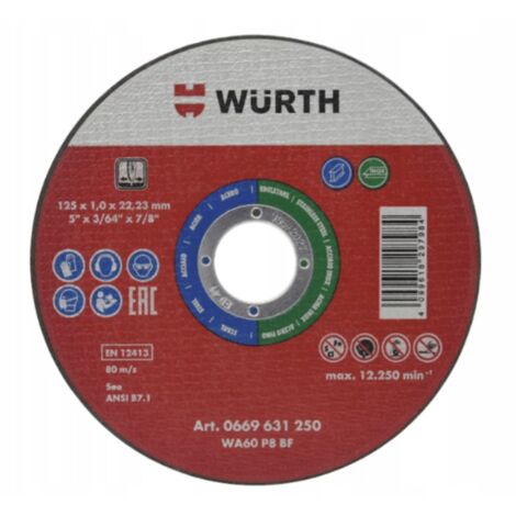 Disco da taglio per acciaio e metallo Wurth 125x1,0 mm