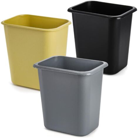 Zopnny Pattumiera Piccola 7 Litri Per Bagno O Camera - Plastica Nera Con Coperchio Basculante