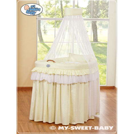 Cesta in vimini con baldacchino - Piccolo Principe Principessa crema