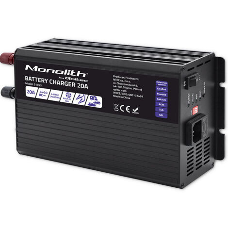 Caricabatterie intelligente Qoltec Monolith per batterie LiFePO4 AGM GEL SLA  20 A  24 V