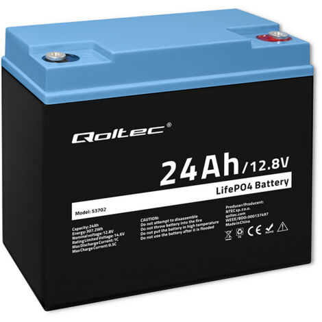 Batteria al litio ferro fosfato Qoltec LiFePO4  12,8 V  24 Ah  307,2 Wh  BMS