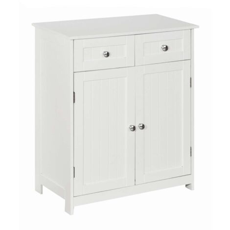 Mobiletto da bagno moderno bianco spazioso con cassetti e ante per cosmetici e accessori 60x30x75 BR3We (1/5)