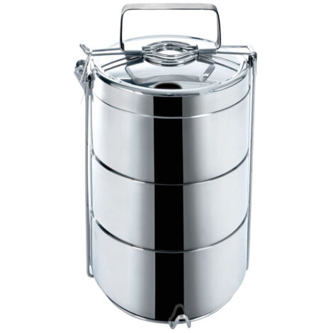Contenitore termico per alimenti in acciaio inox con tre contenitori