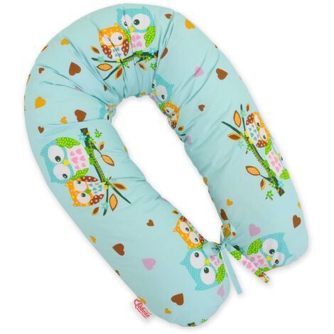 Cuscino per la gravidanza più lungo per le donne incinte + fodera rimovibile - Mint Owls