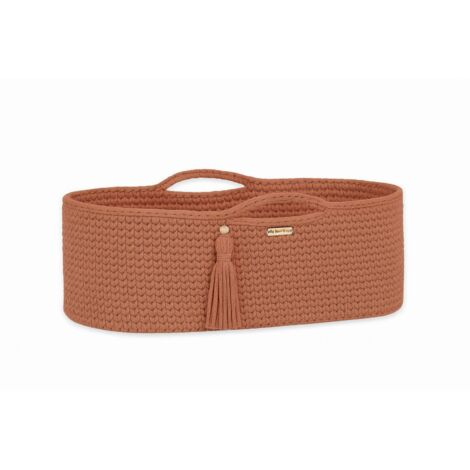 Cesta di Mosè in cotone BOHO fatta a mano con materasso - caramello